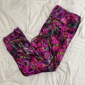 LULULEMON Fast and Free High-Rise Crop 23” Hyper Flow Pink Muti size 14